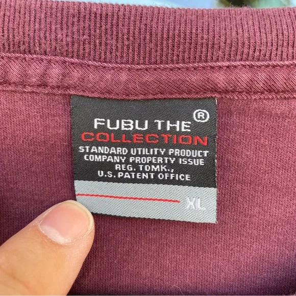 FUBU Maroon/Red Velvet Detail Graphic Tee XL - Picture 11 of 12